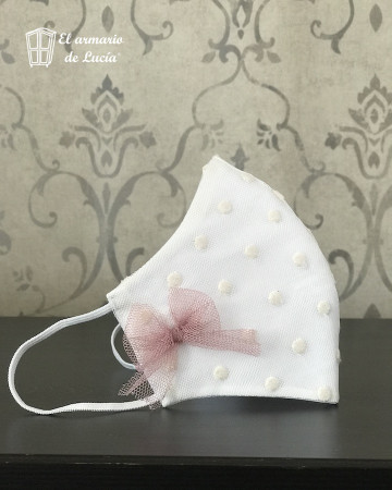 Mascarilla de tul bordado topo Mascarilla de tul bordado topo