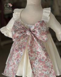 Vestido Zoe Delantal estampado y tira bordada