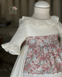 Vestido Zoe Delantal estampado y tira bordada