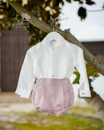 Conjunto de bombacho y camisa cuello mao